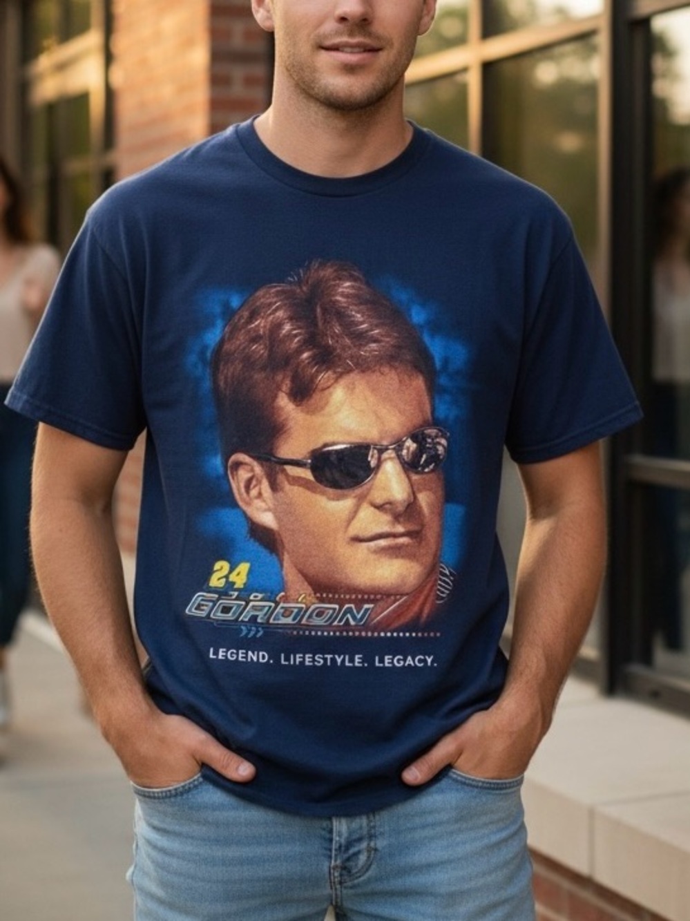 NASCAR Jeff Gordon Chase T Shirt 2003 Double Sided Graphics Blue Size L Vintage